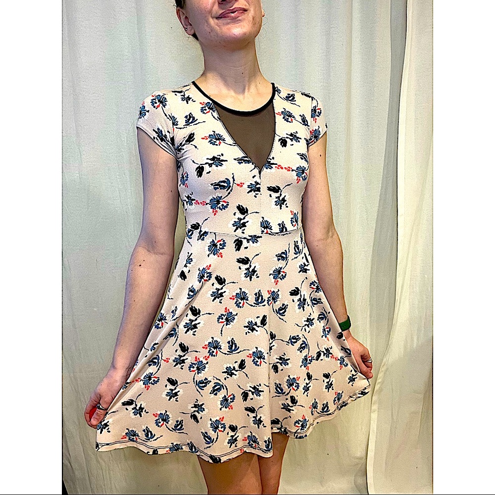 Kimchi Blue floral mesh cut baby pink dress